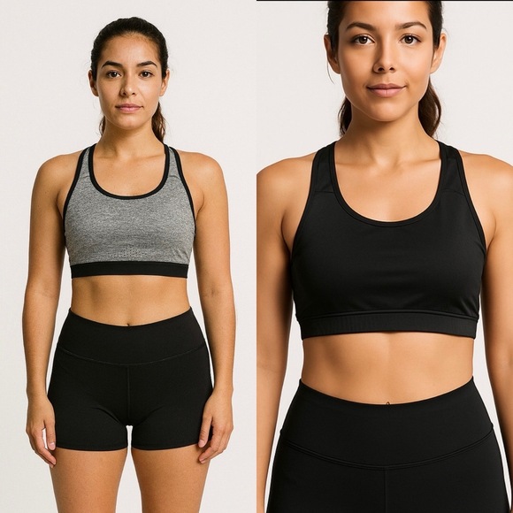 ZYIA Other - Zyia Yoga Wear Black & Gray Elastic Band Crisscross Straps Sports Bras Both XL